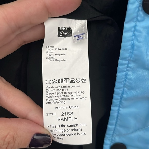 Onitsuka Tiger Blue Color Block Trench Coat Windbreaker Sample HARD TO FIND - Picture 11 of 11